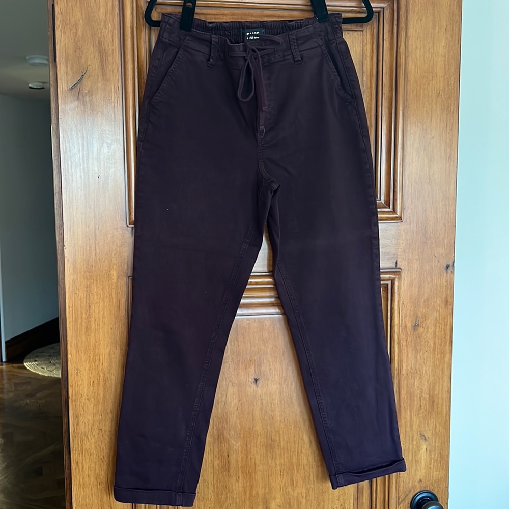 Paige Burgundy wine colored cuffed pants, size 29.